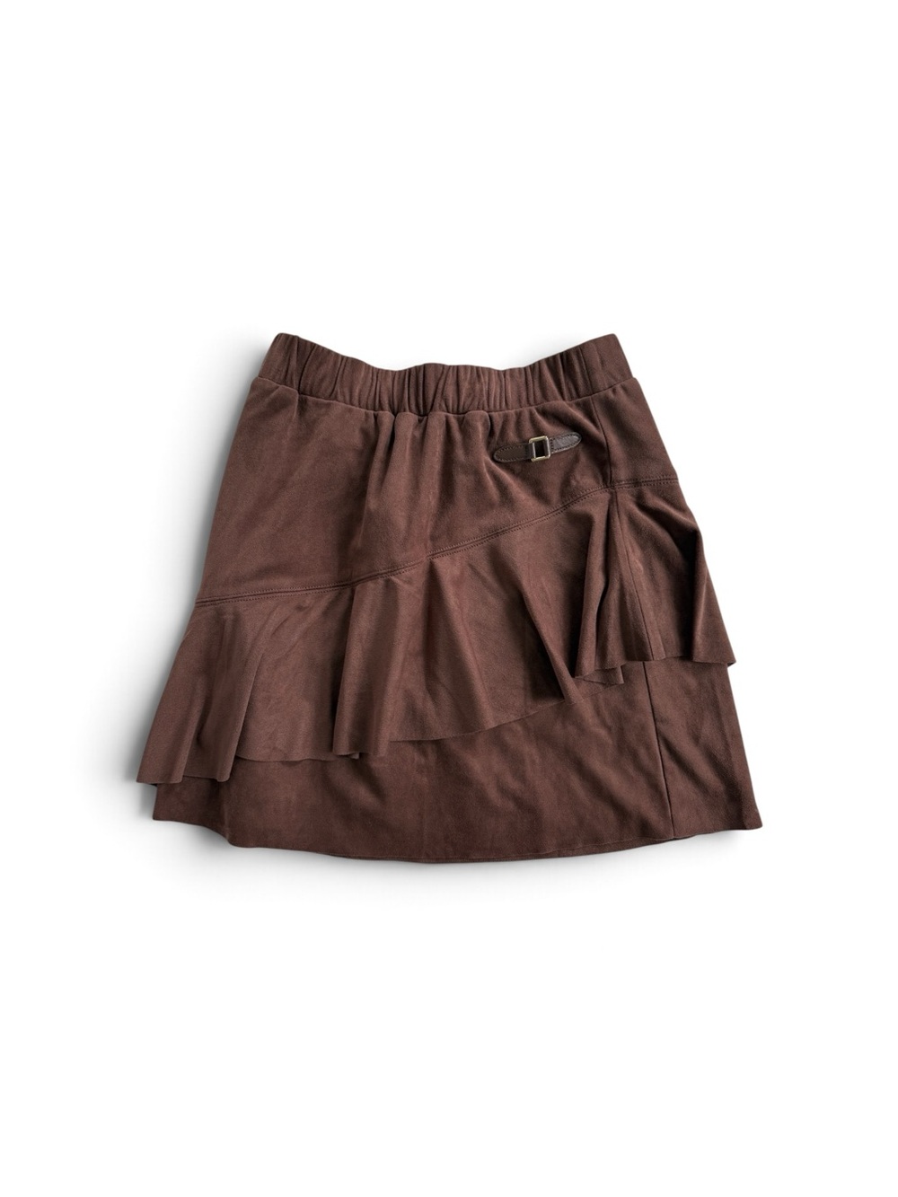Janie and Jack Brown Faux Suede Ruffled Tiered Skirt, Size 12